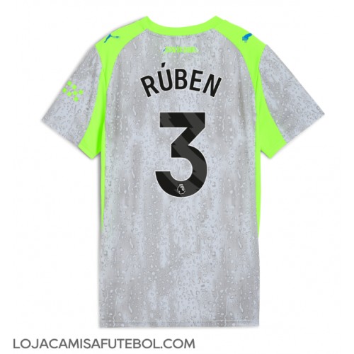 Camisa de Futebol Manchester City Ruben Dias #3 Equipamento Alternativo Mulheres 2025-26 Manga Curta